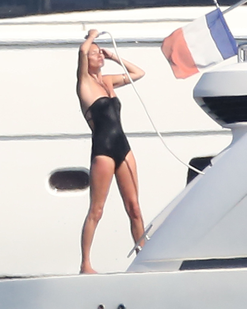 Kate Moss - Bikini Candids on a yacht in Saint Tropez
